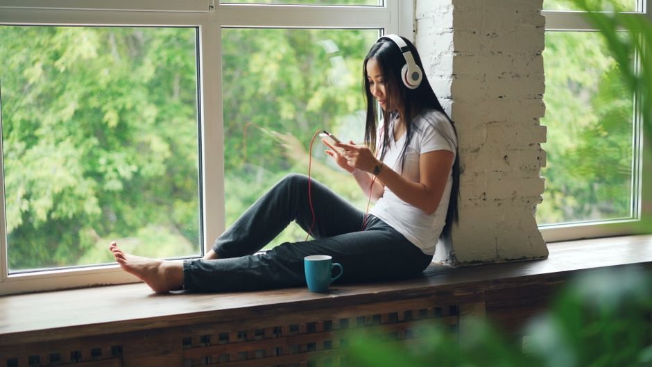 Japanese home with headphones
