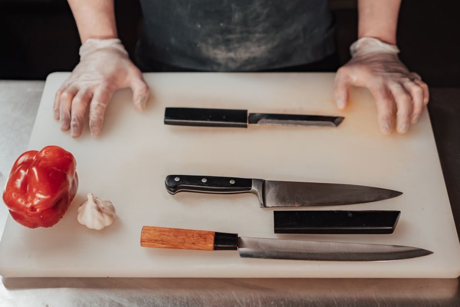 Japanese home with kitchen knives